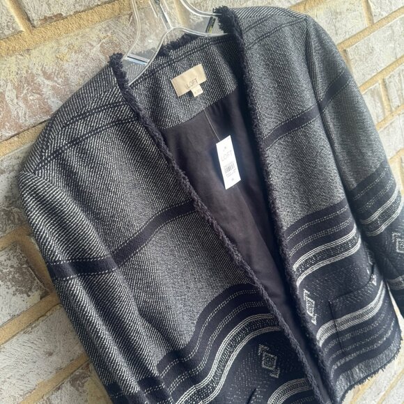 Loft Long Sleeve Striped / Aztec Print Open Front Jacket Blazer Women's Size M - Picture 6 of 10